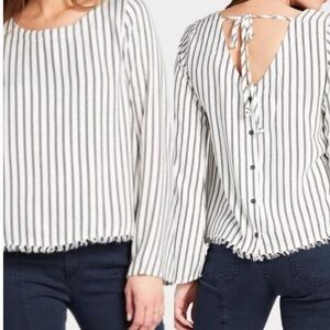 Cloth & Stone Anthro Evereve Strip V Neck Top